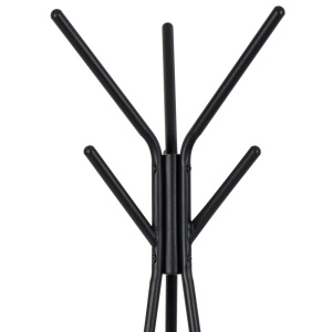 Cuier metalic tip pom KL Coly, 6 agatatori, de podea, cu spatiu depozitare, negru natur - Img 2