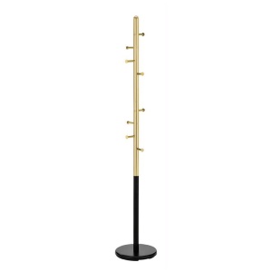 Cuier pom metalic HM W68, 8 agatatori, de podea, design minimalist, elegant, negru auriu - Img 2