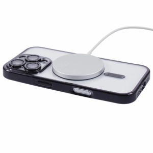 Husa silicon iPhone 15 Pro Max, MagSafe, ElectroEdge, transparenta cu margini negre - Img 2