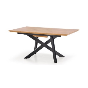 Masa extensibila living HM Capital, MDF Furniruit, cadru metalic, 160-200x90x76 cm, 8 persoane, stejar negru