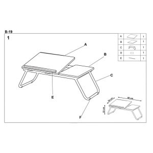 Masa laptop plianta HM B19, unghi de inclinare ajustabil, MDF, nuc inchis - Img 3