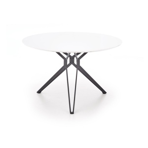 Masa living HM Pixel, MDF lacuit, cadru metalic, 120-160x120x76 cm, 6 persoane, alb negru - Img 3