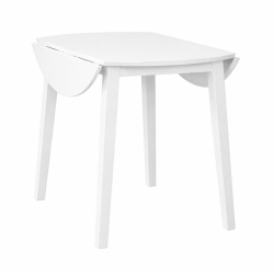 Masa living si bucatarie plianta Philadelphia, MDF, structura lemn masiv, rotunda, 4 persoane, 55 90 x 90 x 74,8 cm, alb - Img 3
