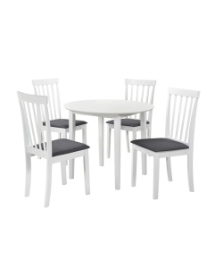 Masa rotunda Sophia, 4 persoane, blat MDF, cadru lemn, culoare alba, 90 x 74 cm - Img 2
