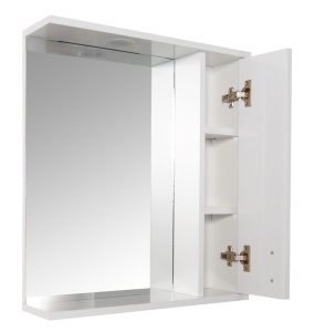 Oglinda baie cu dulap GN0001, dreptunghiulara, PAL Lucios, iluminare led, 2 rafturi, 55 cm, alb - Img 2