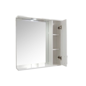 Oglinda baie cu dulap GN0201, dreptunghiulara, PAL Lucios, iluminare led, 2 rafturi, 70 cm, alb - Img 3