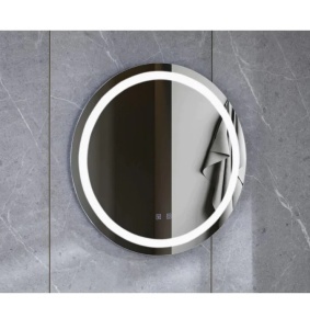 Oglinda baie rotunda, iluminare LED, senzor touch, functie dezaburire, 2 tipuri lumina, 70 x 70 cm