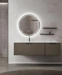 Oglinda baie rotunda, iluminare LED, senzor touch, functie dezaburire, 3 tipuri lumina, 70 x 70 cm