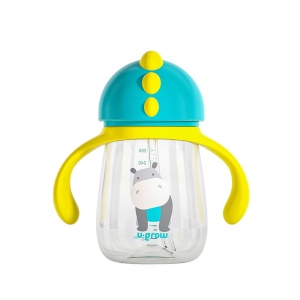 Pachet 3 in 1 cana 260 ml tritan cu 3 accesorii diferite pentru baut : tetina biberon, cioc , pai, blue, U-Grow - Img 2