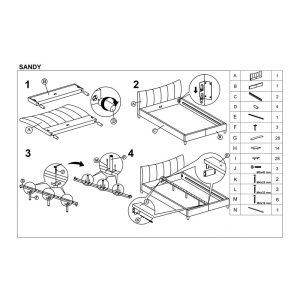 Pat dublu HM Sandy, tapitat cu piele ecologica, somiera inclusa, structura lemn masiv, 160x200 alb - Img 2