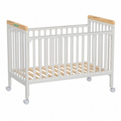 Patut din lemn bebe, +0 luni, 120x60 cm, culoare alb, laterala culisanta, reglabil pe 3 nivele de inaltime, U-Grow - Img 2