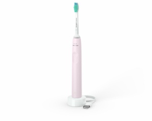 Periuta de dinti sonica electrica PHILIPS Sonicare Seria 2100 HX3651/11, 31000 miscari/minut, Cronometru Quadpacer si SmarTimer, Design ergonomic subţire, 1 capat de periere, Roz, L x A x I (mm) 109x63x220