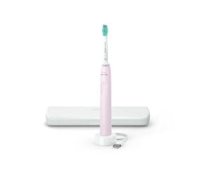 Periuta de dinti sonica electrica PHILIPS Sonicare Seria 3100 HX3673/11, 31000 miscari/minut, 1 mod de curatare, Senzor presiune, Functia BrushSync, 1 cap de periere, Toc de transport, Roz pastel, L x A x I (mm) 63x139x220