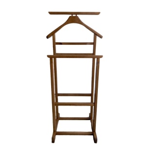 Portmantou suport haine, tip valet, dublu, din lemn masiv, 102 cm, nuc - Img 3