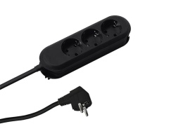 Prelungitor Bachmann SMART 3xCEE7/3, fara intrerupator, lungime cablu 3m, H05VV-F 3G1.5 negru, nedemontabil