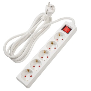 PRELUNGITOR SPACER, Schuko x 5, conectare prin Schuko (T), cablu 3 m, 16 A, max. 3500W, protectie supratensiune, protectie copii, alb - Img 2