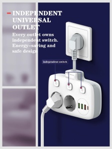 Prelungitor tip priza cu protectie Serioux Quick Charge 3.0, parametri nominali: 2500W-10A(Max) 250V, Intrare: AC100-250V 10A 50/60HZ , Ieșire PD: 5V=3A 9V=2.22A 12V=1.67A 20W (MAX), Ieșire QC: 5V-3A 9V=2A 12V=1.5A 18W (MAX) , Ieșire Auto-ID: 5V-2.4A - Img 8