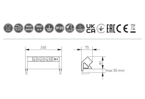 Priza de colt, 3 x Schuko, 2 x USB, neagra, Basco, GTV - Img 6