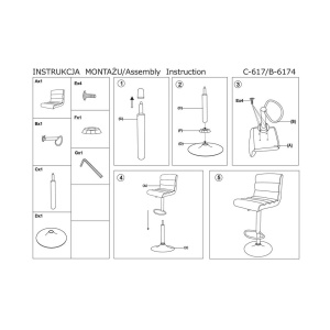 Scaun bar SL C617 gri - Img 3