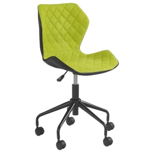 Scaun birou copii HM Matrix, Ergonomic, Cadru Cromat, Stofa Piele ecologica, Roti pivotante, Inaltime reglabila, 100 Kg, Negru Verde