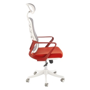 Scaun birou ergonomic HM Vesuvio 2, mesh, mecanism balans, baza polipropilena, suport lombar, tetiera reglabila, 120 kg, rosu scortisoara gri alb - Img 2