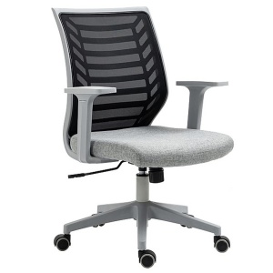 Scaun birou ergonomic SL Q320, mesh, mecanism inclinare, baza polipropilena, suport lombar, roti cauciucate, 90 kg, negru gri - Img 1