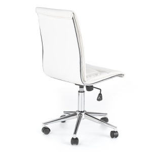 Scaun birou HM Porto, piele ecologica, baza cromata, inaltime ajustabila, rotativ, 90 kg, alb - Img 3