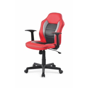 Scaun birou pentru copii HM Nemo, Ergonomic, Cadru Polipropilena, Piele ecologica cu insertii de Mesh, Inaltime ajustabila, Mecanism balansare, 110 Kg, Rosu Negru - Img 2