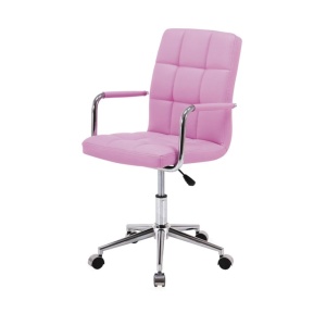 Scaun birou pentru copii SL Q022, Ergonomic, Piele ecologica, Inaltime ajustabila, Roti pivotante, 90 Kg, roz - Img 2