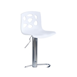 Scaun de bar HM H48, Polipropilena, Cadru Metalic, Suport picioare, Rotativ, 90 kg, alb - Img 3