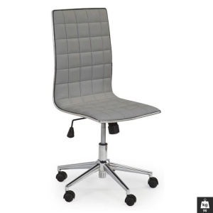 Scaun de birou HM Tirol, Ergonomic, Piele ecologica, Inaltime ajustabila, Mecanism de balans, Roti pivotante, 90 kg, Gri