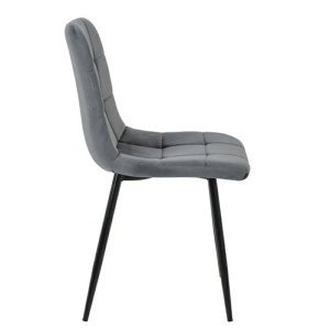 Scaun de living si bucatarie cu cadru metalic, AB37 ergonomic, catifea, 89x44x43 cm, 100 Kg, Gri - Img 2