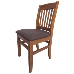 Scaun de living si bucatarie, lemn masiv fag, Bogdan, tapitat cu stofa, 120 kg, 88,5x46x42cm, Nuc - Img 2