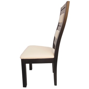 Scaun de living si bucatarie, lemn masiv fag, Eusebio, tapitat cu piele ecologica, 120 kg, 101x44x45cm, Wenge - Img 3