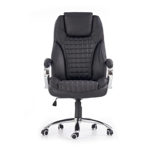 Scaun directorial HM King, ergonomic, piele ecologica, robust, mecanism de balans, cadru metalic cromat, inaltime reglabila, 120 kg, negru - Img 3