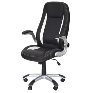 Scaun directorial HM SATURN, Cadru Polipropilena, Piele ecologica, Cotiere ajustabile, Mecanism de balansare, 120 Kg, Negru - Img 2