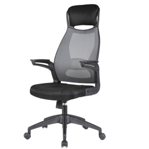 Scaun directorial HM Solaris, Mesh, Cadru Polipropilena, Inaltime ajustabila, Sistem de balansare, Cu tetiera, 110 kg, 124x58x62 cm, gri - Img 2