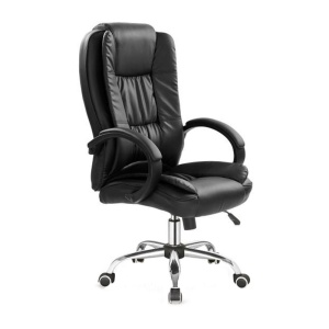 Scaun directorial MH Rudy, Ergonomic, Mecanism balans, Piele ecologica, Confort sporit, Inaltime reglabila, 110 Kg, Negru