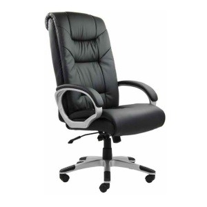 Scaun directorial OFF 315, piele ecologica, mecanism de balans, robust, baza polipropilena, 150 kg, negru
