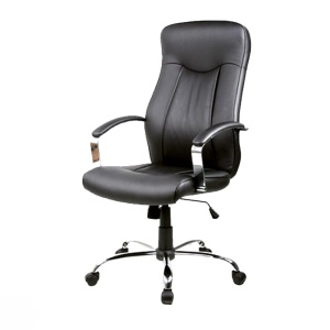 Scaun directorial SL Q052, Cadru cromat, Piele ecologica, Inaltime ajustabila, Mecanism balansare, 100 Kg, Negru - Img 2