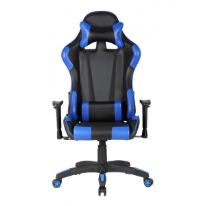 Scaun gaming GN90 Silverstone, suport lombar, perna tetiera, cotiere reglabile, rotativ, mecanism multiblock, 150 kg, negru albastru - Img 2