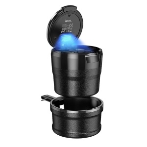 Scrumiera auto, 150 ml, cu iluminare, baza detasabila, Negru - Img 1