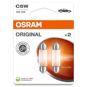 Set 2 becuri auto C5W, lumina rece, Osram - Img 3