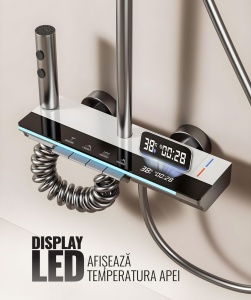 Set de dus smart, display LED, afișaj digital, 4 moduri de curgere, ajustabil, MZ110GR, iHunt - Img 4