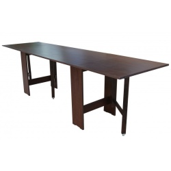 Set masa plianta 12 persoane, Pal Melaminat, insertii lemn masiv, 274x75x78 cm si 6 scaune pliante, tapiterie piele ecologica, stejar sonoma - Img 3