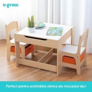 Set masuta si 2 scaune , lemn natur, U-Grow - Img 10