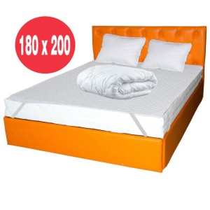 Set Saltea cu arcuri Pluto Traditional Spring Comfort 180x200x20cm, plasa de arcuri tip Bonell, husa detasabila hipoalergenica, fermitate mediu-tare, Saltsib plus Pachet textile Avantaj cu 2 perne, 50x70cm, husa antialergenica, pilota iarna, 200x200cm - Img 2
