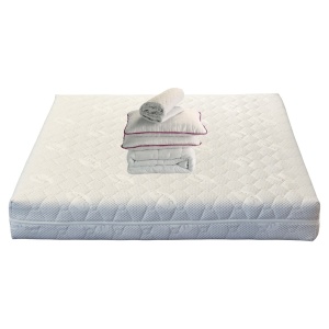 Set Saltea ortopedica Jupiter Memory One 140x200x24cm, spuma poliuretanica, memory foam 4 cm, husa hipoalergenica, fermitate mediu-tare, Pachet textile Avantaj 2 perne matlasate 50x70cm lavabile 60 C, husa antialergica, pilota iarna, densitate 400g m ²