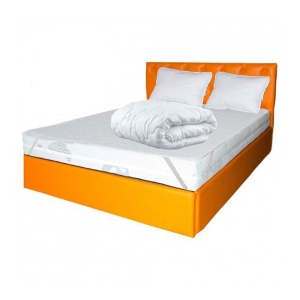 Set Saltea ortopedica Saturn Memory Plus Comfort 160x200x20cm, spuma poliuretanica HR, memory foam 4 cm, husa hipoalergenica, fermitate mediu-tare, Pachet textile Avantaj, 2 perne 50x70cm antialergice, husa lavabila 95 C, pilota iarna, densitate 400g m ² - Img 2