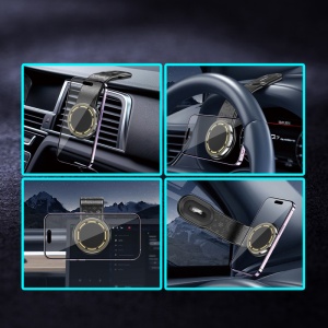 Suport auto, magnetic, montaj bord, flexibil, cu adeziv, Negru - Img 3